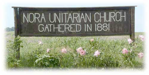 A sign at the entrance to the Nora UU Church