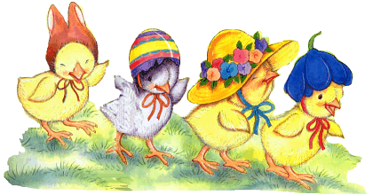 baby chicks wearing easter hats