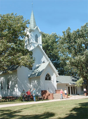 A photo of Nora church in the summer.
